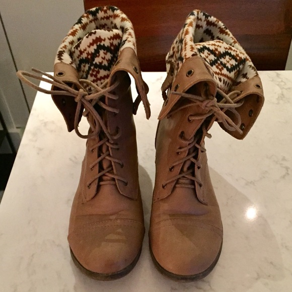 women's fold over combat boots